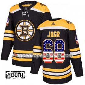 Boston Bruins Jaromir Jagr 68 Adidas 2017-2018 Zwart USA Flag Fashion Authentic Shirt - Kinderen